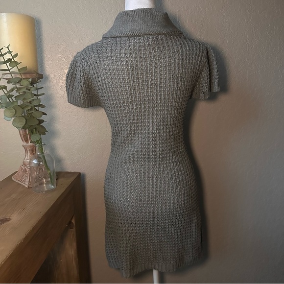 Papaya Chunky Knit Short Sleeve Sweater in Olive Gray - Picture 2 of 6